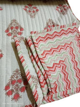 Reversible Floral Print Kantha Quilt Razai Throw Blanket Sofa Cover Bed Spread Bedding Bohemian Cotton Filling Queen Hand Block Print